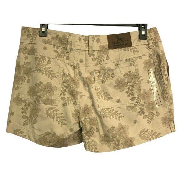 Field and Stream Womens Khaki Floral Print Shorts Twill Flat Front Sz 12 NEW - Picture 2 of 4